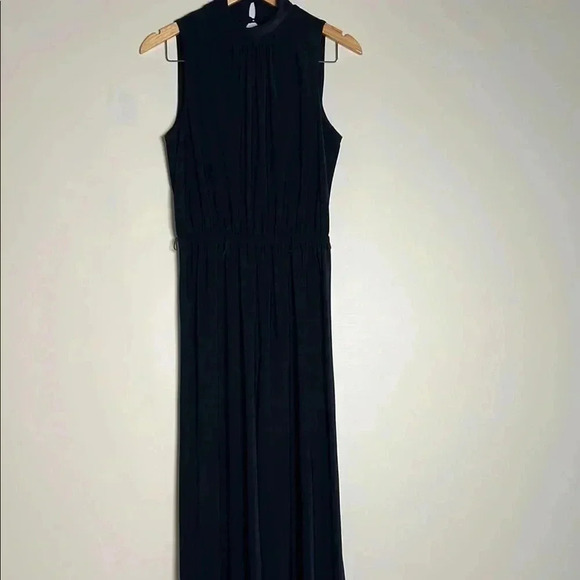 Women's Blue Sleeveless Jumpsuit Mock Neck - Wide Legs Very Cute Corporate Look - Picture 4 of 14